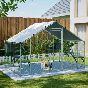 Extra Sturdy 3x2m Outdoor Metal Cat Cage – DIY Solid Wood Platform, Double Safety Lock & Enhanced Stability, Multi-Pet Use, Waterproof Tarp Included
