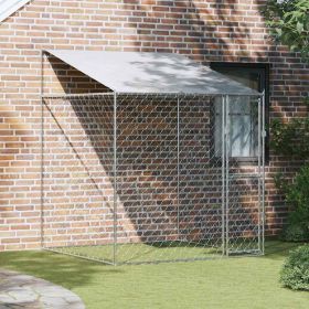 Dog Cage with Roof Silver 78.74 x 78.74 x 101.57 in