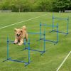 4 Piece Dog Agility Starter Kit, Adjustable Jump Bars, Carry Bag, Blue