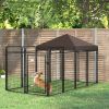 Outdoor Dog Kennel 9.3x4.6 Exercise Pen with UV Protection Canopy Water-resistant for Medium Large Dogs