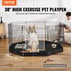 VEVOR Dog Playpen, 8 Pcs 30"H x 24"W Panels Foldable Metal Pet Exercise Pen, Dog Fence Indoor and Outdoor Pen with Door, 600D Oxford Fabric Bottom Pad