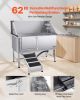 VEVOR Stainless Steel Dog Washing Station, 62 inch Pet Grooming Tub w/ Ramp, PE Water Filter Board