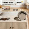 Elevated dog bowl with storage cabinet, oak