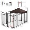 Outdoor Dog Kennel 9.3x4.6 Exercise Pen with UV Protection Canopy Water-resistant for Medium Large Dogs