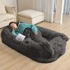 Human Dog Bed, Large Size Fits You and Pets, Washable Faux Fur Dog Bed for People Doze Off, Napping Orthopedic Dog Bed, Present Plump Pillow, Blanket